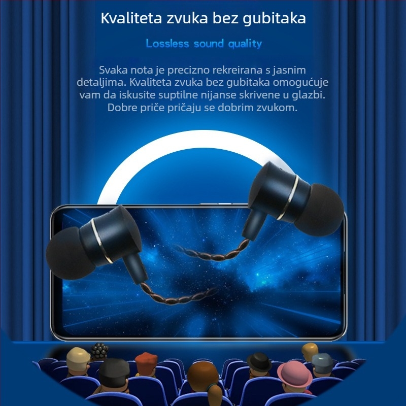 Četverostruko uvijene prozirne bakrene in-ear slušalice, s 3,5 mm i Type-C digitalnim sučeljem, žičane, s dubokim basom