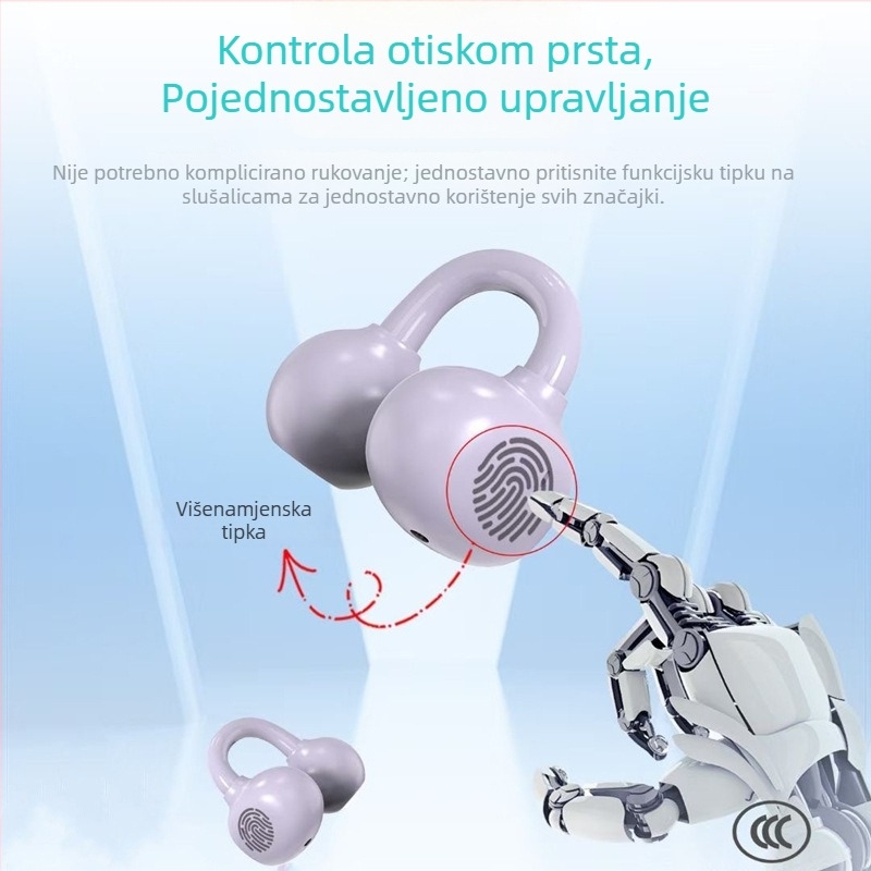 Nova OWS bežične slušalice s klipsom za uho, Bluetooth, ultraduga autonomija baterije, udoban dizajn s klipsom, redukcija šuma, pravi bežični