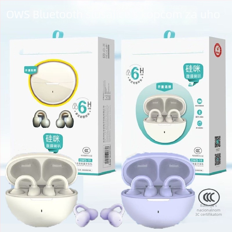 Nova OWS bežične slušalice s klipsom za uho, Bluetooth, ultraduga autonomija baterije, udoban dizajn s klipsom, redukcija šuma, pravi bežični