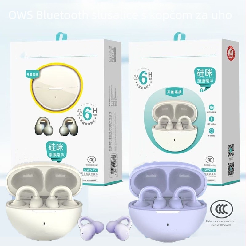 Nova OWS bežične slušalice s klipsom za uho, Bluetooth, ultraduga autonomija baterije, udoban dizajn s klipsom, redukcija šuma, pravi bežični