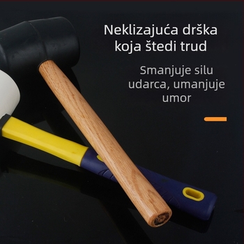 Gumeni čekić s drvenom drškom, okrugla glava, za postavljanje pločica i tapkanje