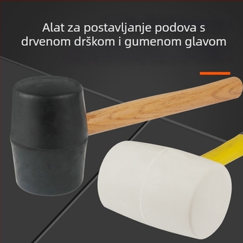 Gumeni čekić s drvenom drškom, okrugla glava, za postavljanje pločica i tapkanje