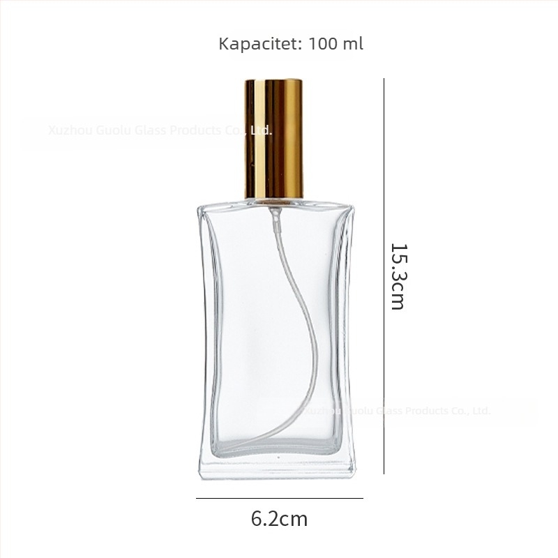 Kvadratna staklena bočica za parfem, 30 ml, prozirna, navojni vrat, prijenosna s finim raspršivanjem