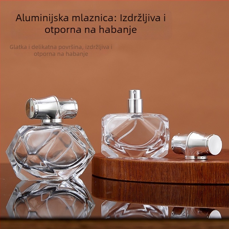 Visokokvalitetna staklena bočica za parfem s kapom od bambusa, prijenosna, elegantna prazna sprej boca 30 ml