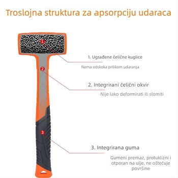 Čekić s plastičnom drškom i glavom od čelične kugle – višenamjenski alat za ugradnju i renovacije za ljepilo za pločice
