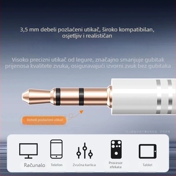 Žičane slušalice za praćenje za streamere, dizajn s klipom na uho, za stolno računalo, 3 m produžni kabel, bez mikrofona