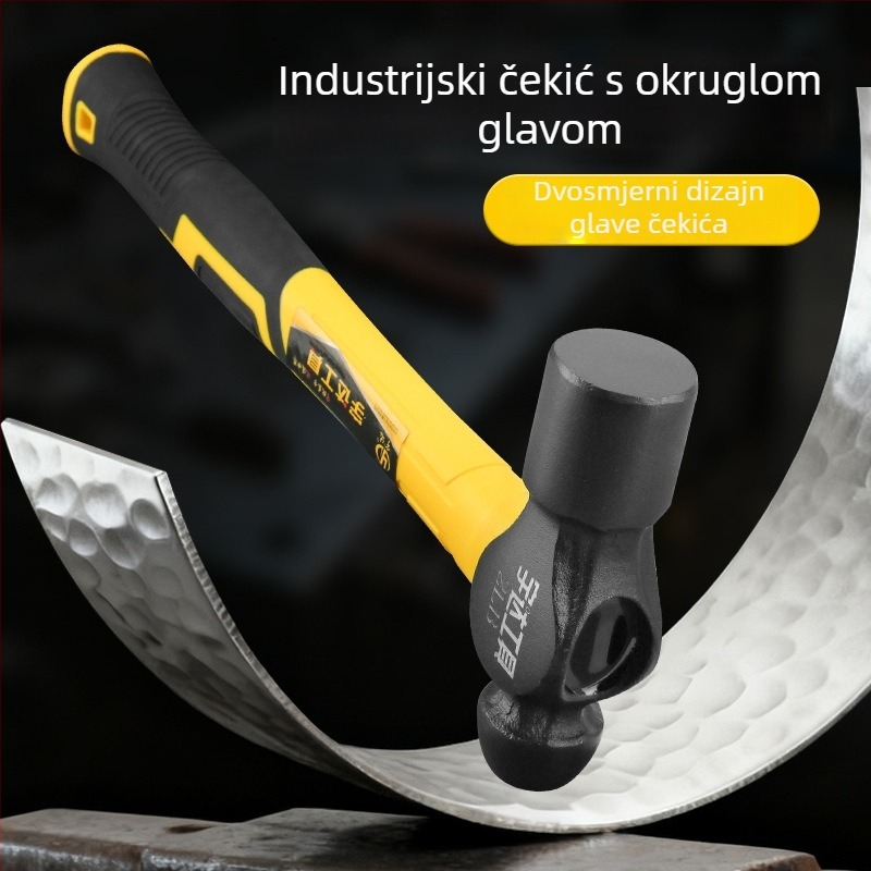 Čekić s kugličastom glavom, visokougljični čelik, 1 lb, 2 komada u paketu, ukupna duljina 300 mm, drška od TPR-a, za kućnu preradu i stolariju