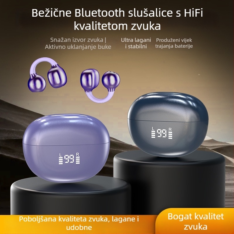 BH09 Bluetooth clip-on slušalice, 6.0, dugotrajna baterija, bežično poništavanje buke, skriveni zaslon, privatni model