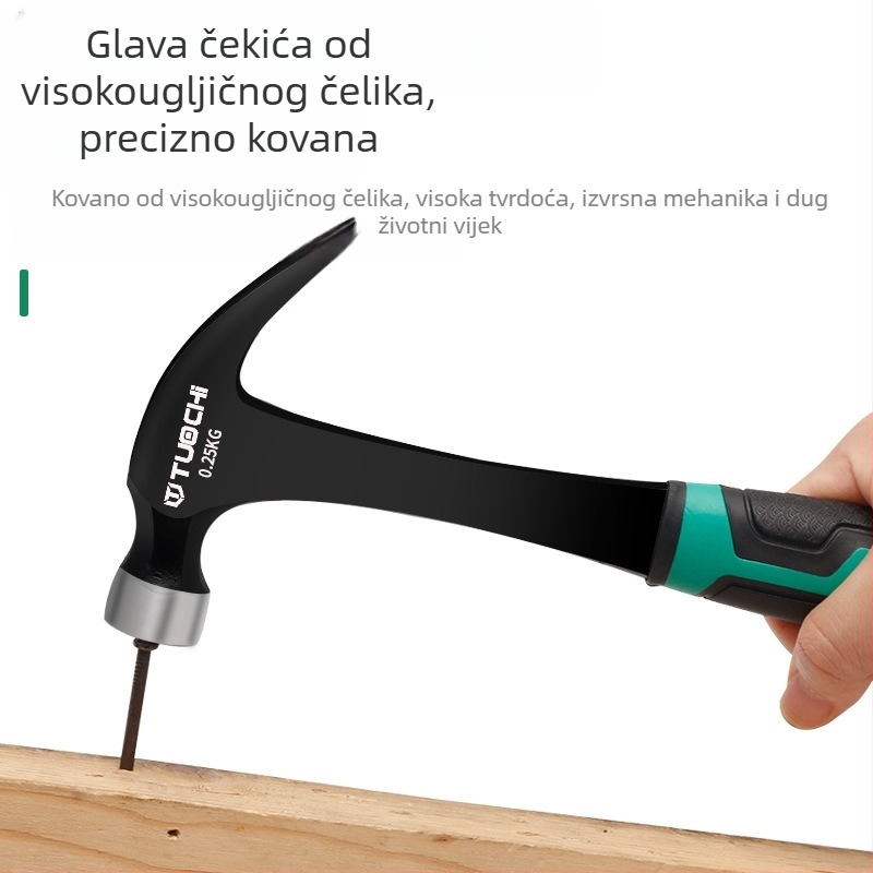 Kladivo s kandžom, jednopojedina konstrukcija, okrugla glava, drška od željeza, za kućnu stolariju, glava od visokougljičnog čelika