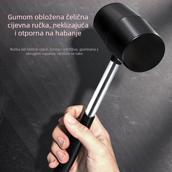 Gumeni čekić s čeličnom drškom za postavljanje keramičkih i podnih pločica, 300/400/500/750 g, crni
