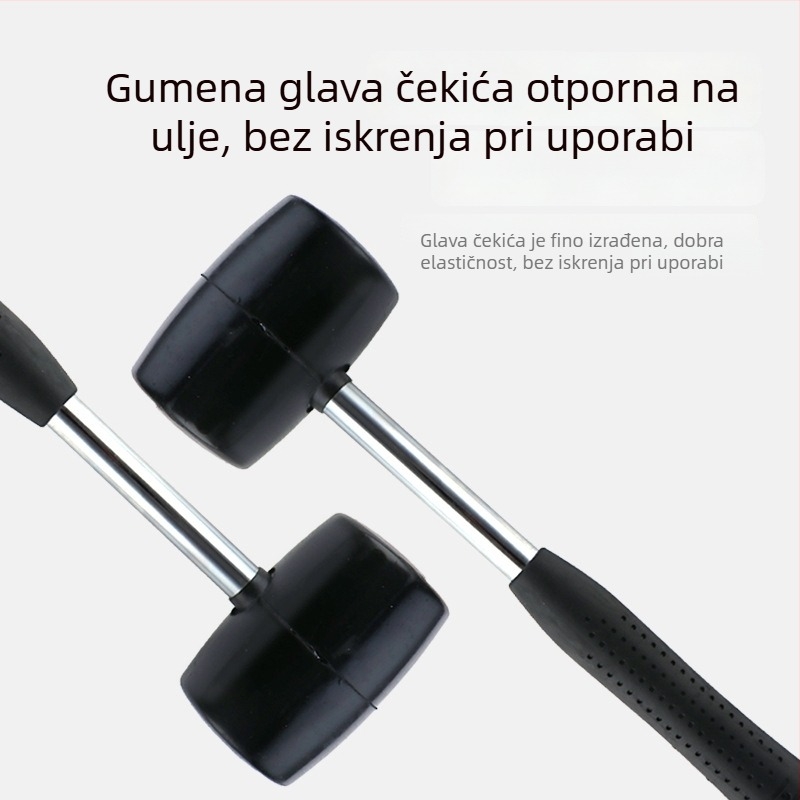 Gumeni čekić s čeličnom drškom za postavljanje keramičkih i podnih pločica, 300/400/500/750 g, crni