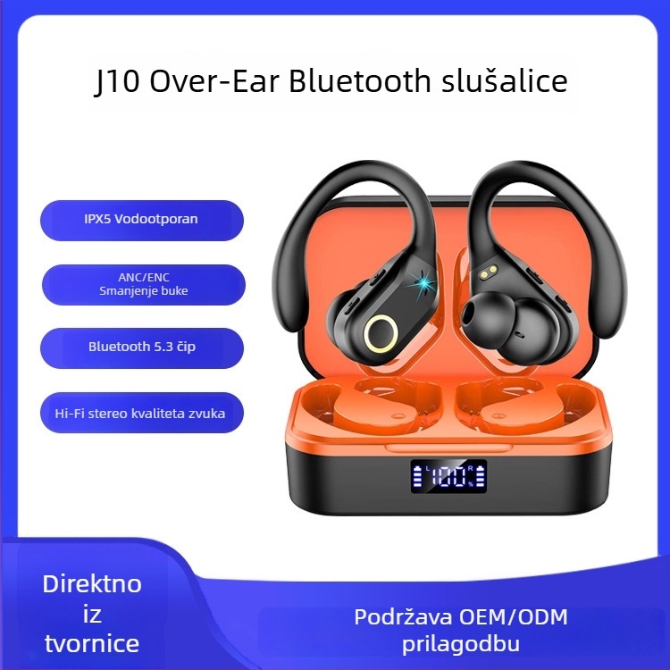 Bežične Bluetooth slušalice s kostnom kondukcijom, dizajn za uho, ANC+ECN aktivno smanjenje buke