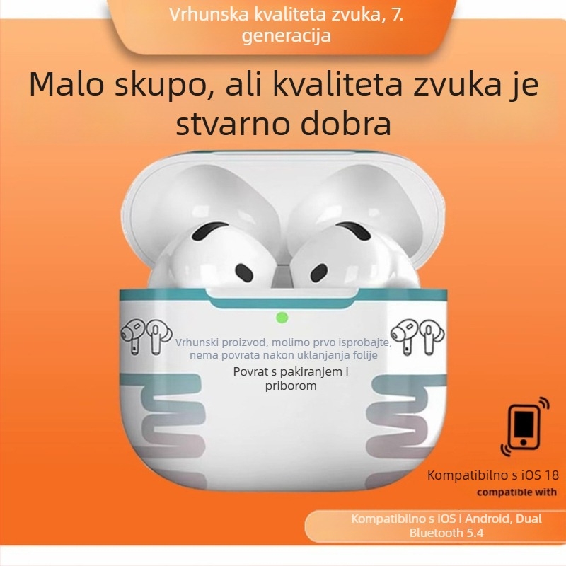 Bežične slušalice 7. generacije s čipom 6983, visokokvalitetan zvuk, Bluetooth, sportsko aktivno poništavanje buke
