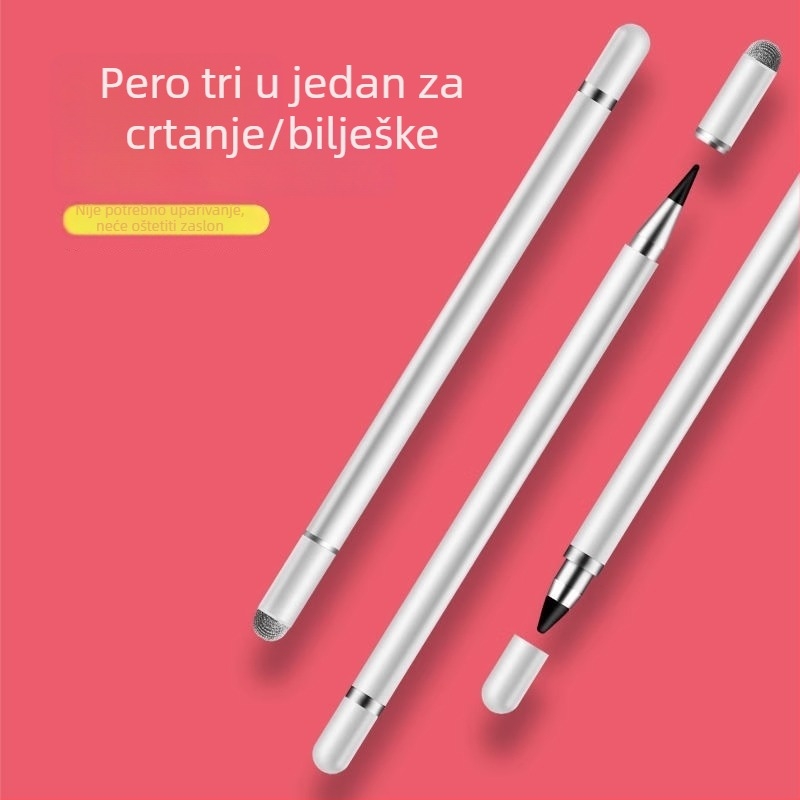 Kapacitivna olovka za dodirni zaslon s finim vrhom, kompatibilna s Apple uređajima i drugim tabletima, univerzalno 3-u-1