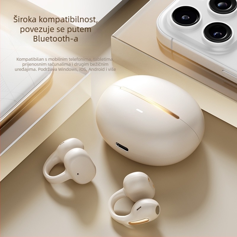M136 bežične Bluetooth slušalice s klipsom za uho, mekani silikoni, HD zvuk, stereo zvuk, dugo trajanje baterije, Bluetooth 5.3