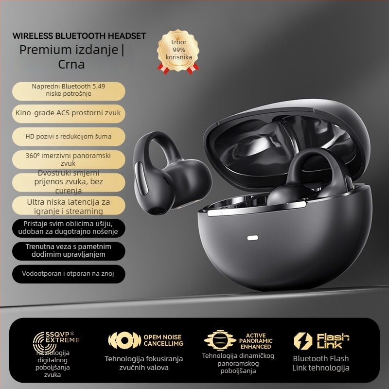 M136 bežične Bluetooth slušalice s klipsom za uho, mekani silikoni, HD zvuk, stereo zvuk, dugo trajanje baterije, Bluetooth 5.3