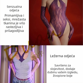 Saten bodi s mrežastom čarape, seksi izrez, europsko-američki stil
