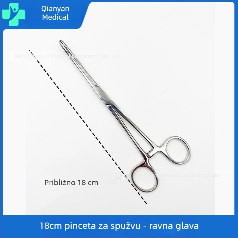 ASAS Nehrđajući čelik klešta za spužvu – ovalne klešta za spužvu, klešta za cupping, okrugla glava, ravna glava, 18–25 cm