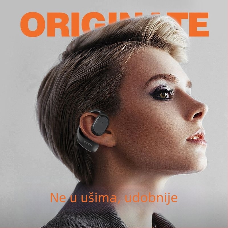 Bežične slušalice s kondukcijom zraka Bluetooth 5.3, bez umetanja u uho, kuka za uho, jednostrano stereo, dugotrajna baterija