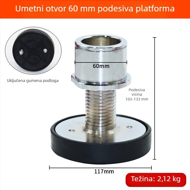 Set za povećanje visine autolifta: ploča za nogu stupa, stup noge i podložak za povećanje visine