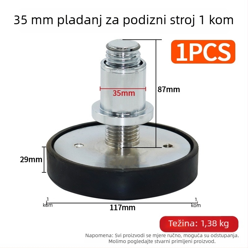 Set za povećanje visine autolifta: ploča za nogu stupa, stup noge i podložak za povećanje visine
