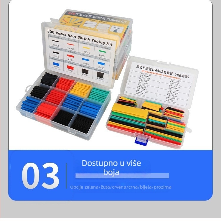 Set od 530 termoizolacijskih cijevi, silikon izolacija, VM-1 vatrootporan, RoHS certifikat, s kutijom