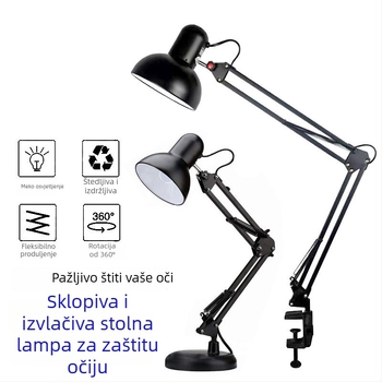 LED energetski štedljiva stolna svjetiljka s industrijskim dizajnom, prijenosna svjetiljka s klipom za ured ili spavaću sobu