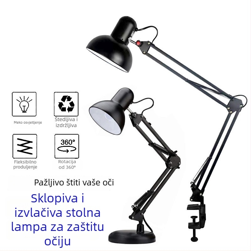 LED energetski štedljiva stolna svjetiljka s industrijskim dizajnom, prijenosna svjetiljka s klipom za ured ili spavaću sobu