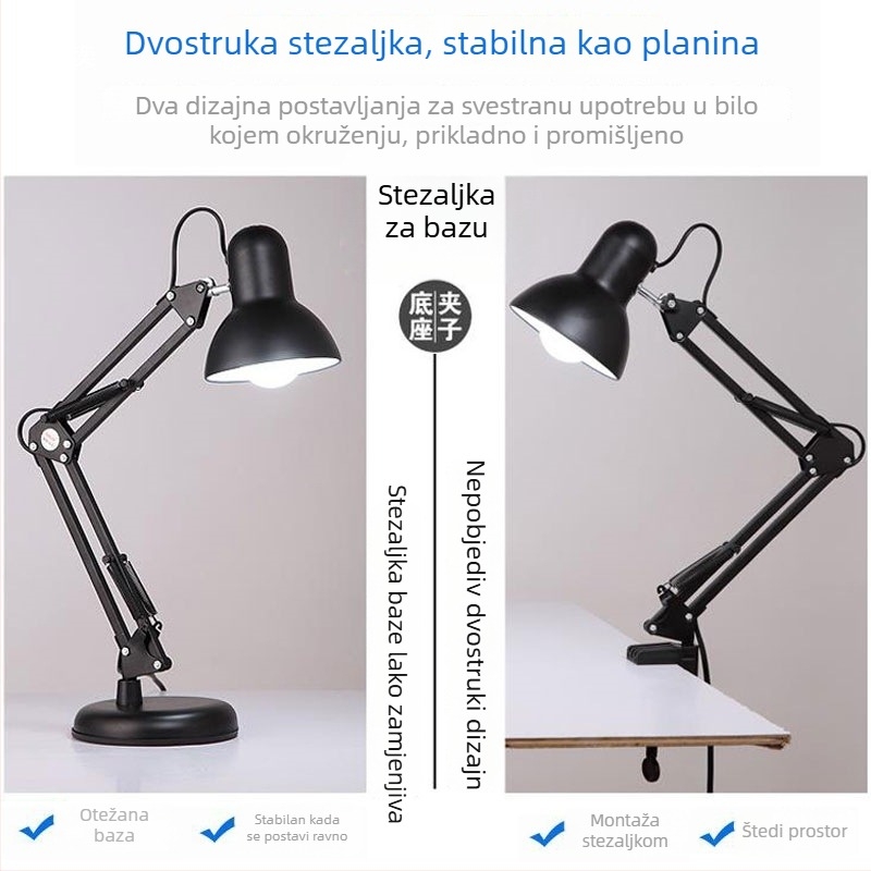 LED energetski štedljiva stolna svjetiljka s industrijskim dizajnom, prijenosna svjetiljka s klipom za ured ili spavaću sobu