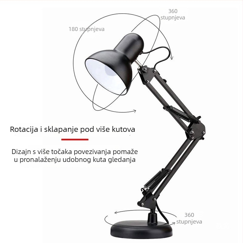 LED energetski štedljiva stolna svjetiljka s industrijskim dizajnom, prijenosna svjetiljka s klipom za ured ili spavaću sobu