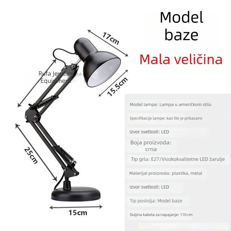 LED energetski štedljiva stolna svjetiljka s industrijskim dizajnom, prijenosna svjetiljka s klipom za ured ili spavaću sobu