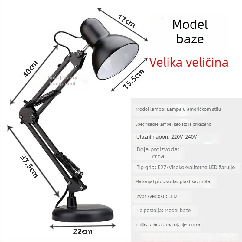 LED energetski štedljiva stolna svjetiljka s industrijskim dizajnom, prijenosna svjetiljka s klipom za ured ili spavaću sobu