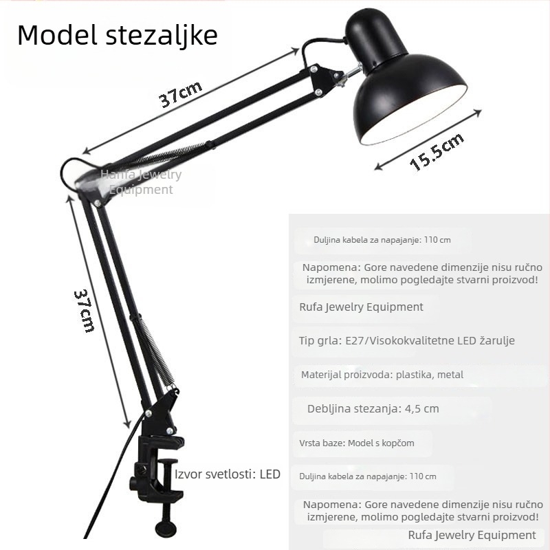 LED energetski štedljiva stolna svjetiljka s industrijskim dizajnom, prijenosna svjetiljka s klipom za ured ili spavaću sobu