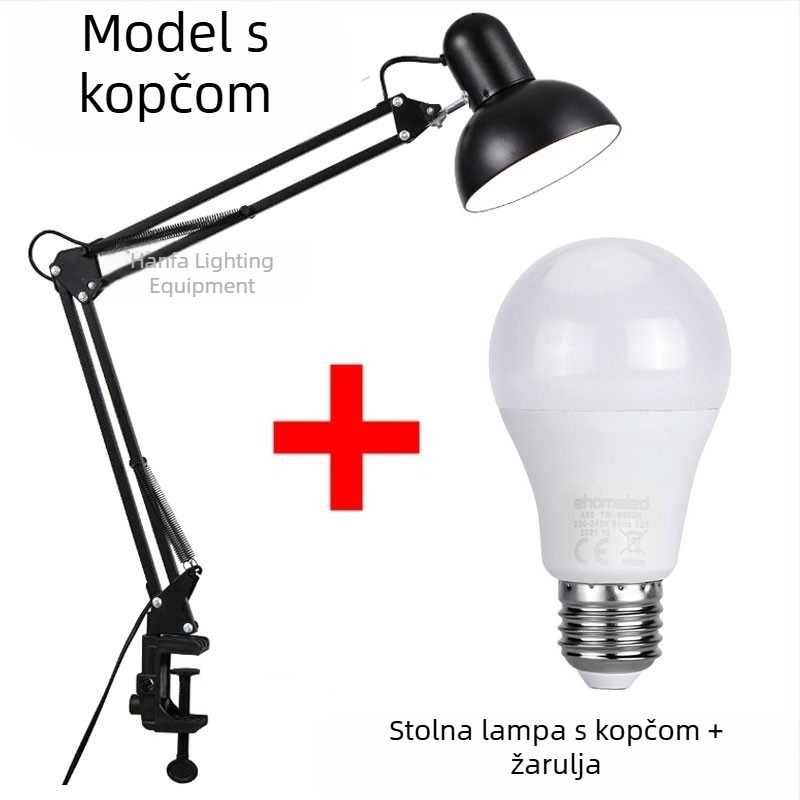 LED energetski štedljiva stolna svjetiljka s industrijskim dizajnom, prijenosna svjetiljka s klipom za ured ili spavaću sobu