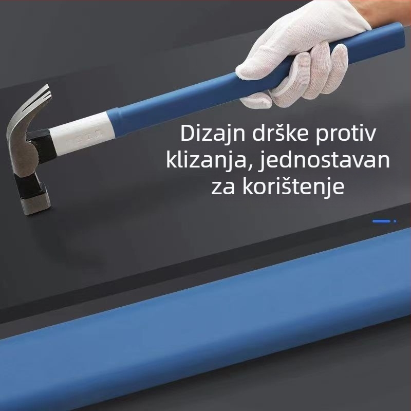 8-inčni čekić za drvo s kandžom, dvostruke udubljenja na glavi, magnetski, protuklizni, visoko ugljični čelik, plastom obložena drška