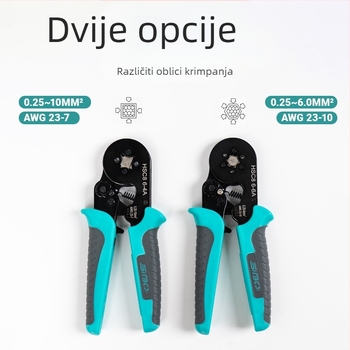 Winning Pomoćne kliješta za terminale s protukliznom držačem, europskog stila, cjevasti i igličasti tip, četverostruko hladno presovanje, 0.5-10 mm²