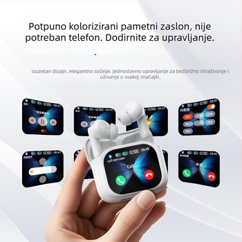 Bežične Bluetooth slušalice u uho s dodirnim zaslonom i redukcijom buke, sportski stil, stereo, Bluetooth 5.4, trajanje baterije 4–8 sati, visoka kvaliteta