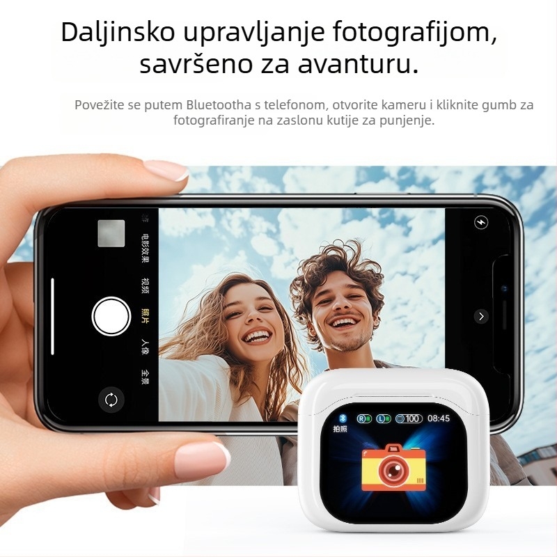 Bežične Bluetooth slušalice u uho s dodirnim zaslonom i redukcijom buke, sportski stil, stereo, Bluetooth 5.4, trajanje baterije 4–8 sati, visoka kvaliteta