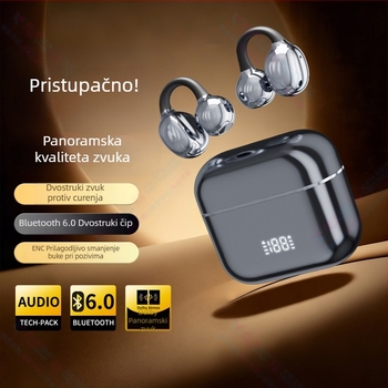 2026 Bluetooth slušalice s AI prijevodom, klips dizajn, nisu u uhu, redukcija buke, za sport