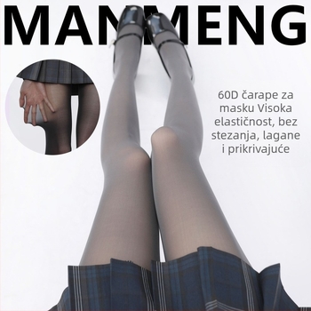Tanke sive hulahopke za proljeće i jesen, mliječno bijele najlonke Lolita, crne velur legginse, 60D