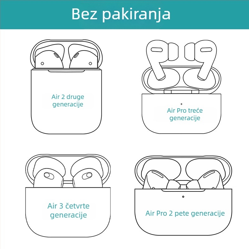 Loda-kompatibilne Apple bežične Bluetooth slušalice AirPro2, generacije 2–5