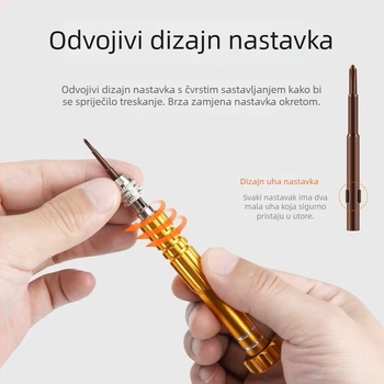 Pet u jednom set odvijača za popravak naočala, mobitela i prijenosnih računala