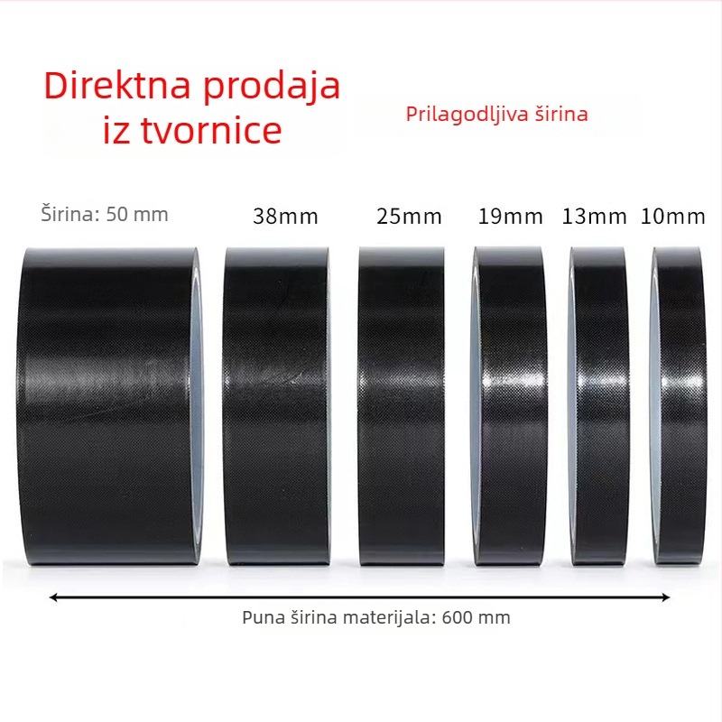 Crna teflonska traka, antistatna, visoke temperature, izolacijska traka za strojno pakiranje i brtvljenje