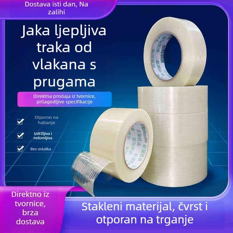 Jednostrana traka od stakloplastike za fiksiranje litijevih baterija u zrakoplovnim modelima, izuzetno jaka prugasta vlaknasta traka