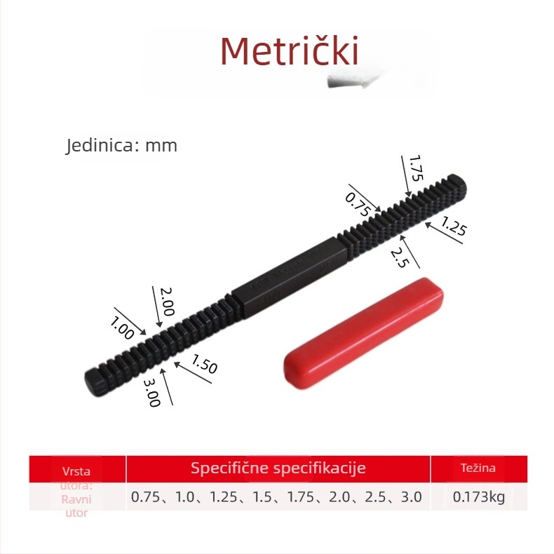 Set datoteka za popravak navoja – za oštećene navoje, 215×100 mm, materijal 40Cr, alat za popravak navoja