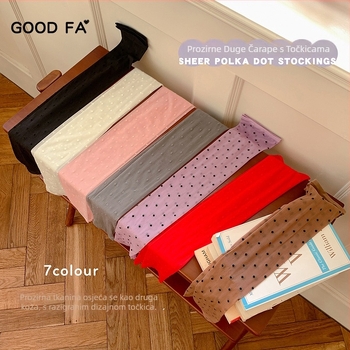 GOOD FA 15D tanke prozirne čarape iznad koljena s točkicama, dugi cilindrični oblik 25051