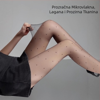 0D Crne točkaste najlonke za žene — ultra tanke, izdržljive, otporne na zapetljavanje, vrlo prozirne, produžuju noge, ne klize dolje