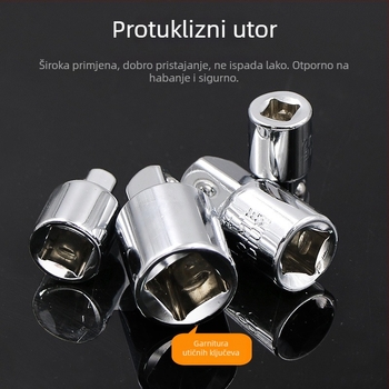 Cr-V čelični adapter za utični drive, tri veličine: 1/2 in, 3/8 in, 1/4 in – ključ s hvataljkom