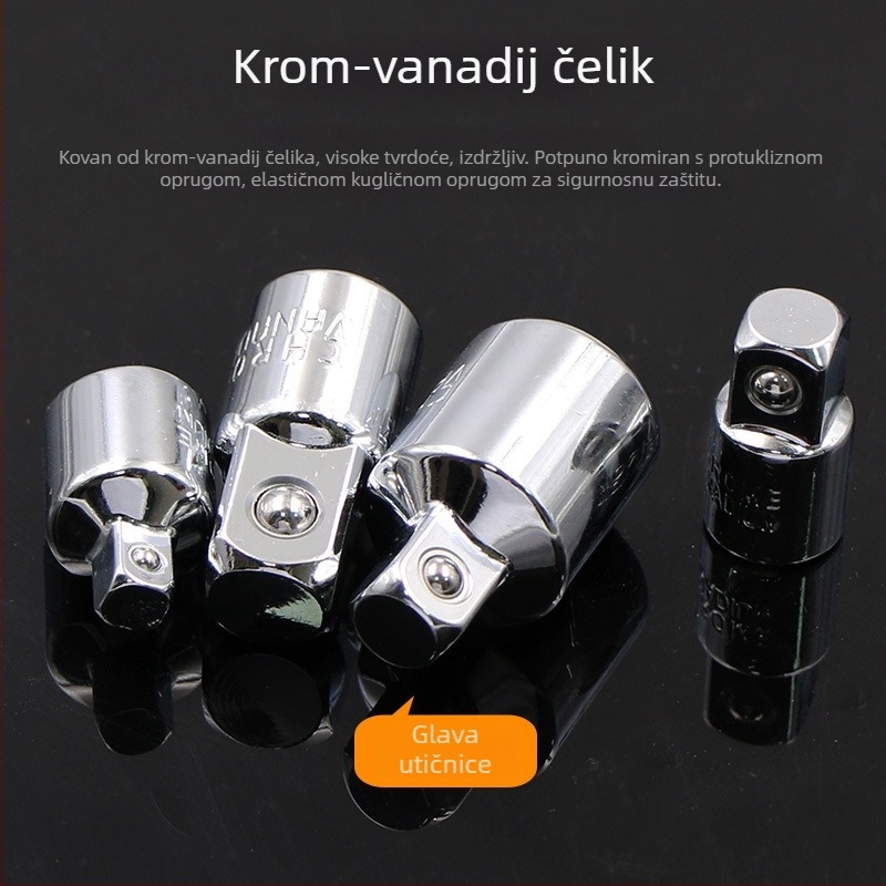 Cr-V čelični adapter za utični drive, tri veličine: 1/2 in, 3/8 in, 1/4 in – ključ s hvataljkom