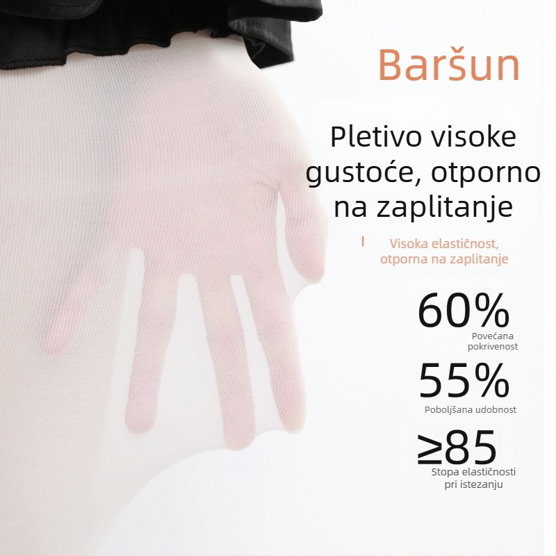 Velvet 120D tajanstvene čarapice s iluzijom golih nogu, anti-snags, crna boja kože i bijela